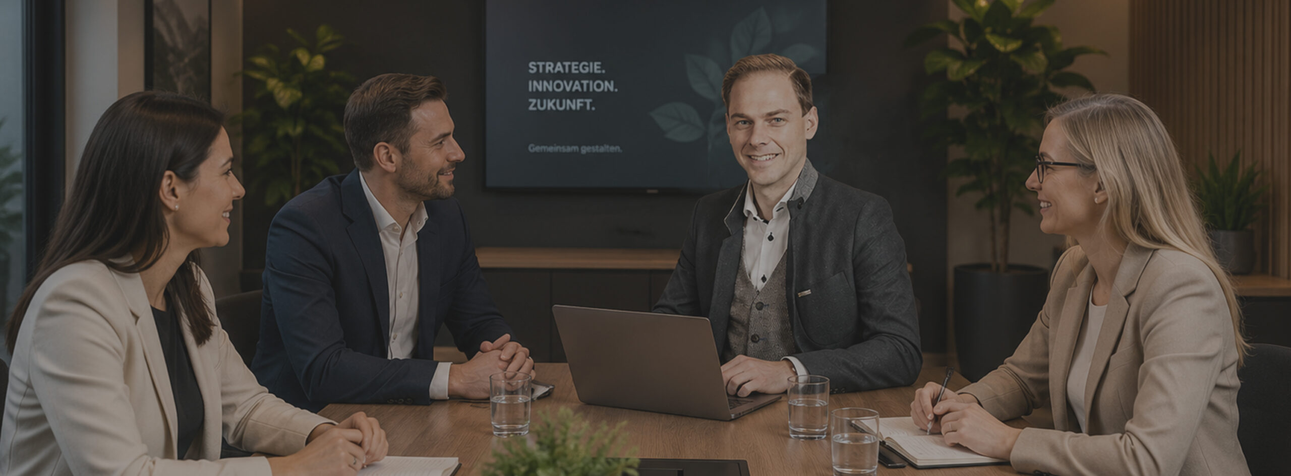 ON-LINEmedia Team Meeting im modernen Raum